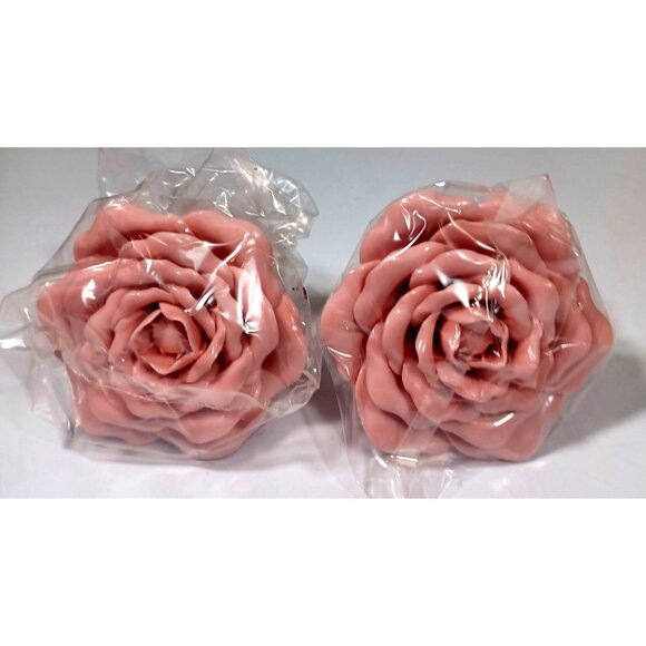 Pottery Barn Kids Pink Cabbage Rose Ceramic Flower Finials Shabby Chic Cottage - Picture 3 of 11